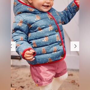 NWT. Mini Boden Baby Teddy Bear Padded Coat, Azure Blue, Size 3-4y